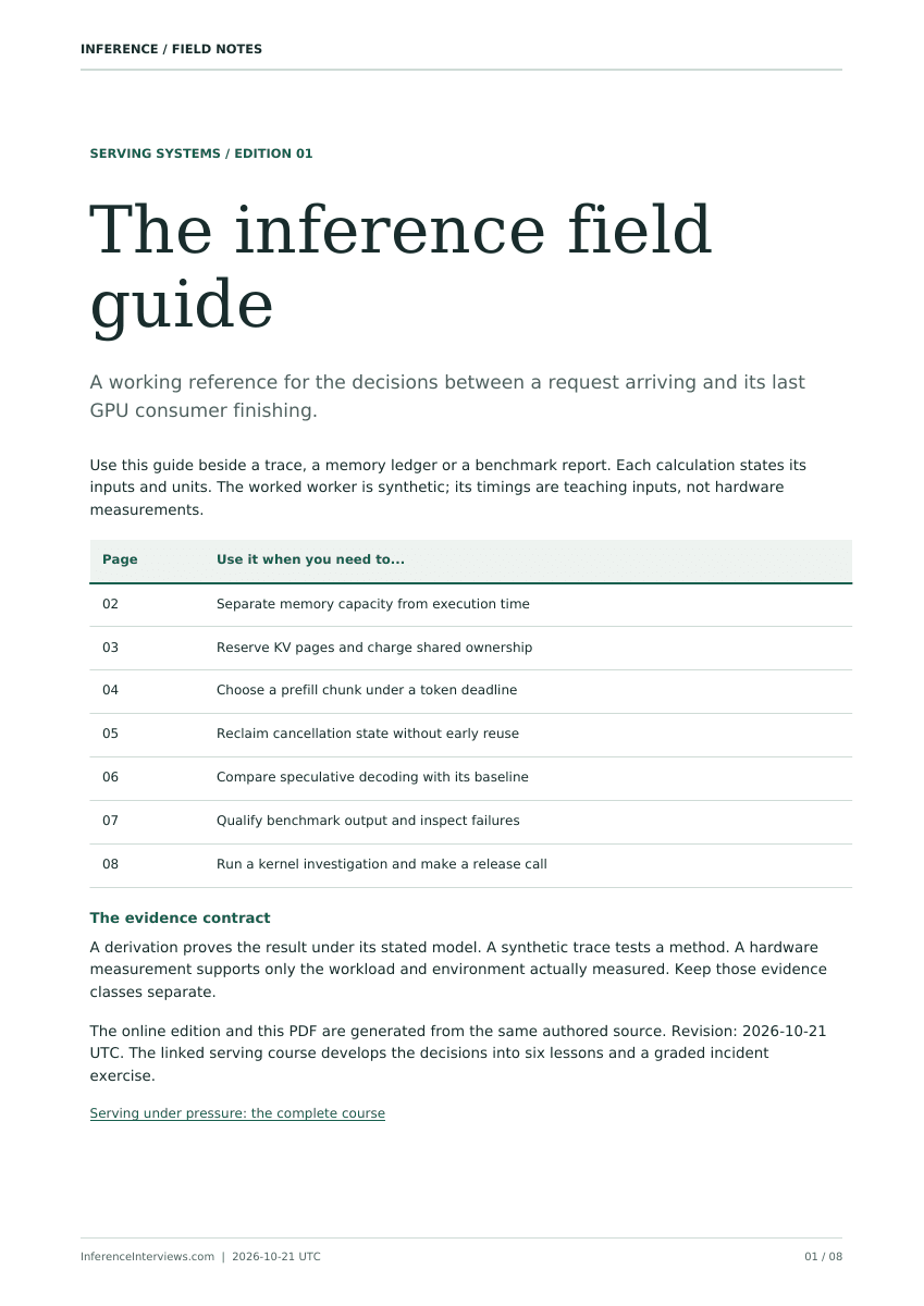 Cover of The inference field guide with its contents and evidence standard